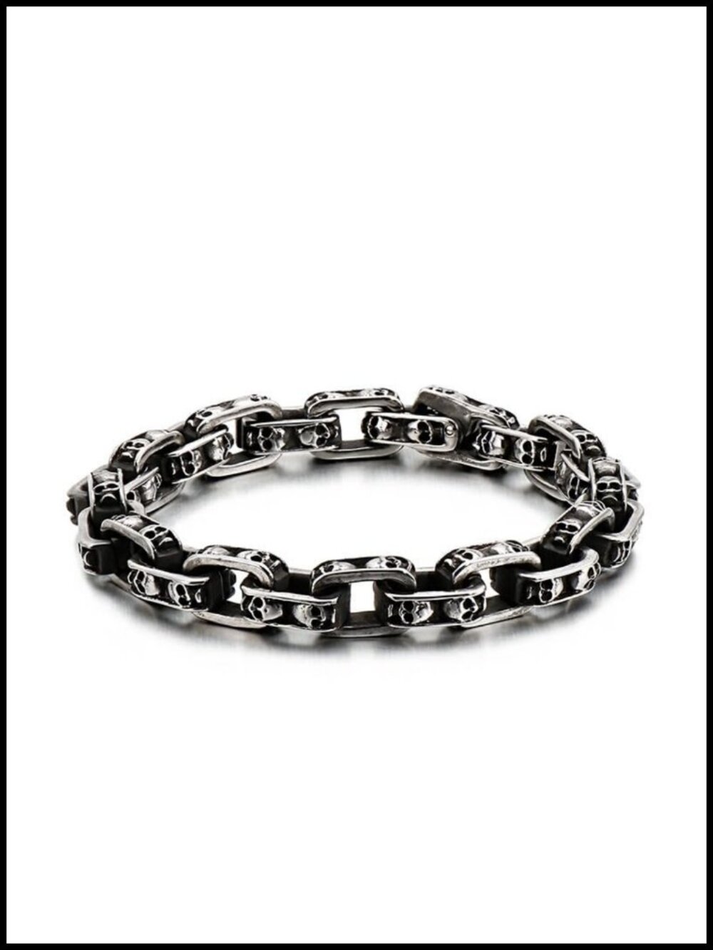 Stainless Steel Skull Link Bracelet Skeleton Chain Biker Punk